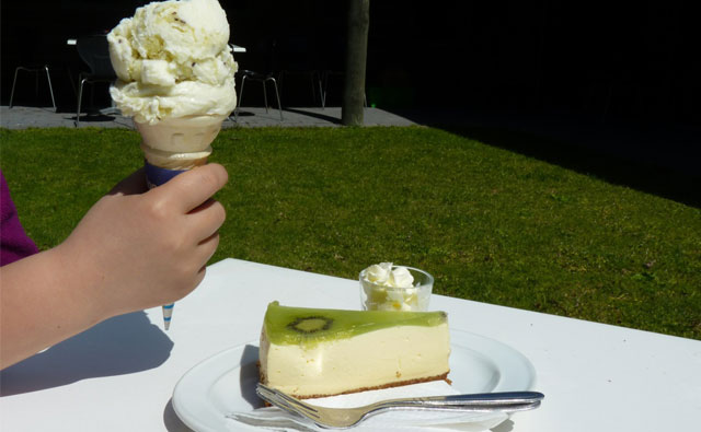 キウイチーズケーキとアイスクリーム